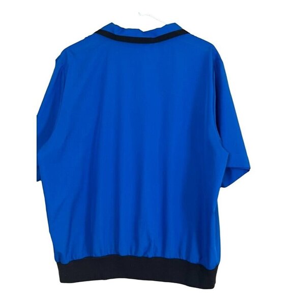 Vintage Top 16W Blue Retro 70s Color Block Artsy Workwear Neutral Minimalist - Picture 7 of 8